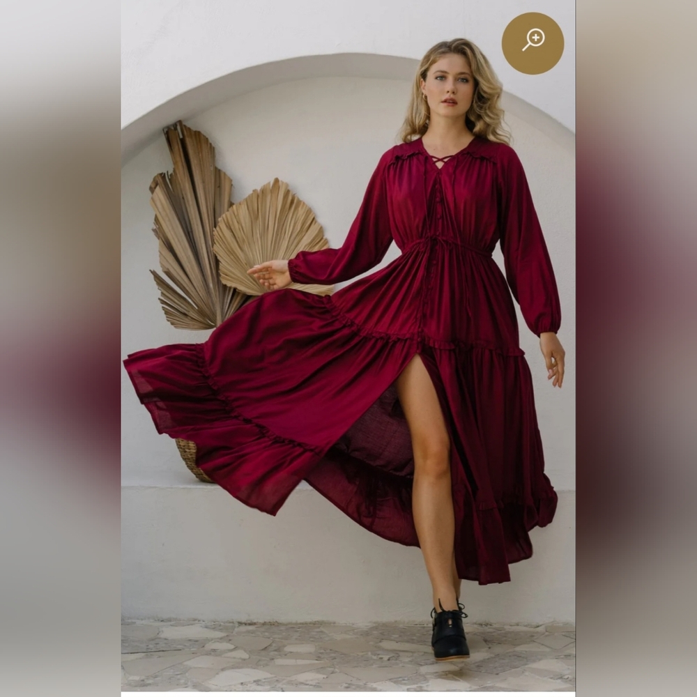 ✨️NWT✨️ Size Large Flower Fields Maxi Long Sleeve Red Dress